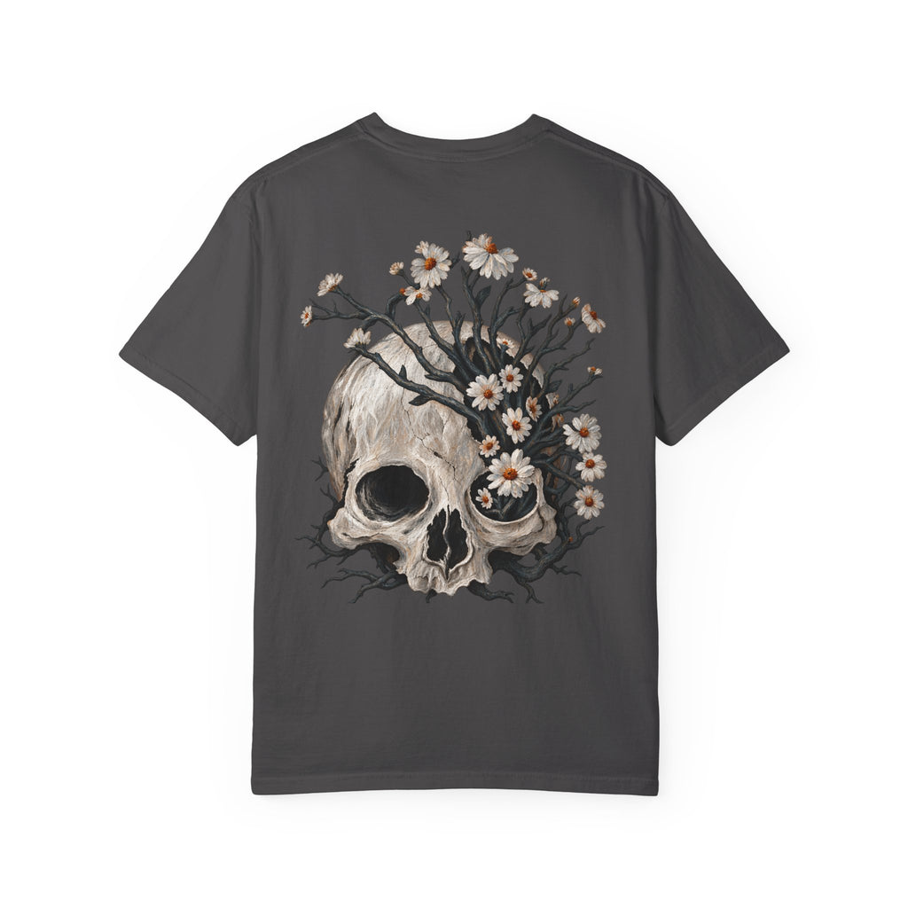 Skull & Blossoms T-Shirt — Floral Skull Graphic Tee