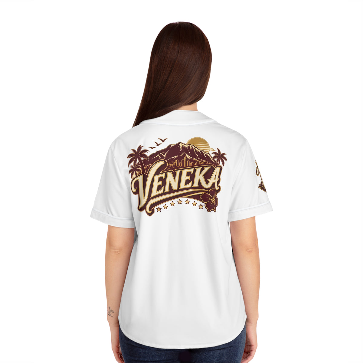 Veneka Women's Baseball Jersey — Tropical Logo Button-Up