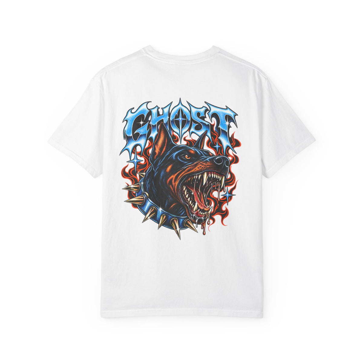 Ghost Graphic T‑Shirt — Fierce Doberman Flame Art Tee