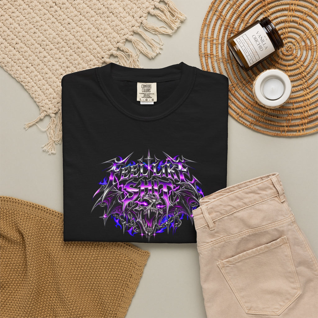 Graphic T-Shirt — 'Hellwing Spirit' Gothic Bat Skull Tee (Vintage Metal Style)