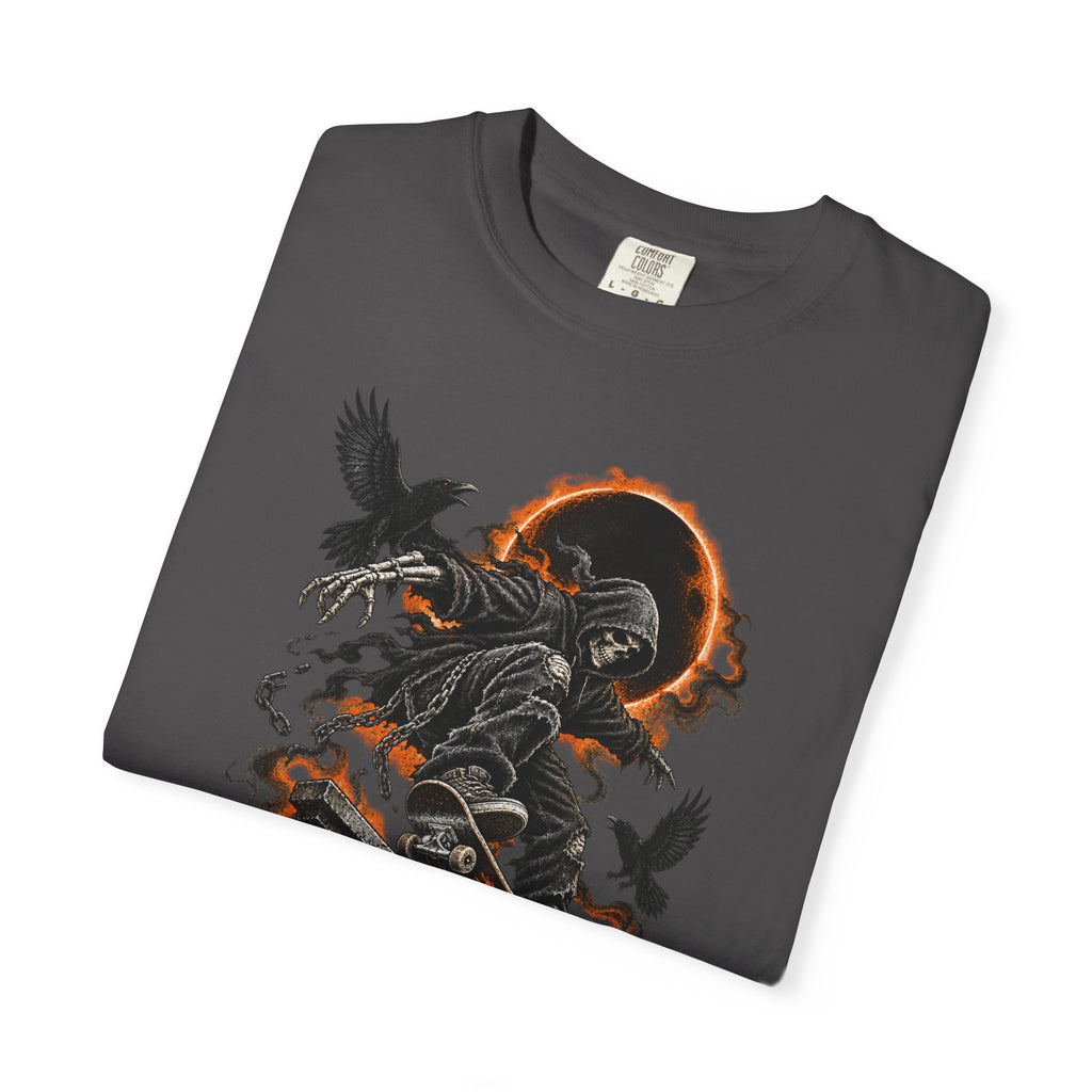 Halloween Grim Reaper Skateboard T-Shirt – Gothic Streetwear Tee