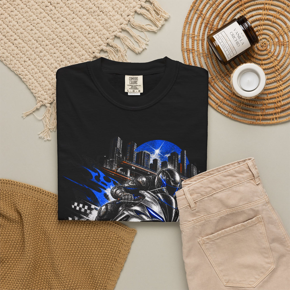 Midnight Racer Motorcycle Graphic T-Shirt | Urban Streetwear Tee