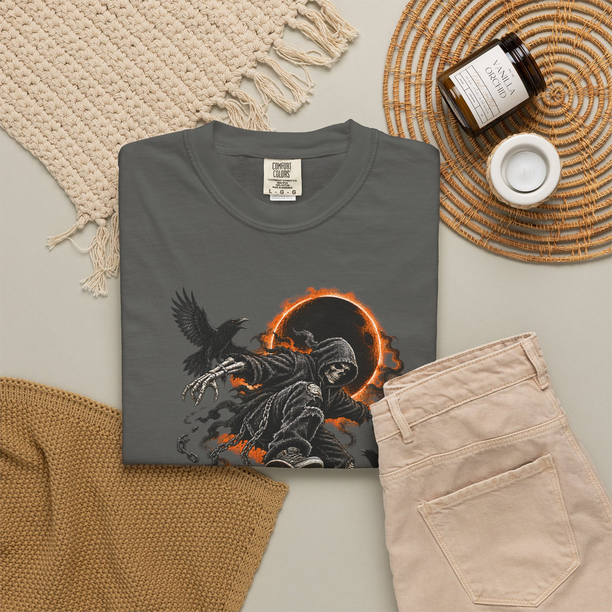 Halloween Grim Reaper Skateboard T-Shirt – Gothic Streetwear Tee
