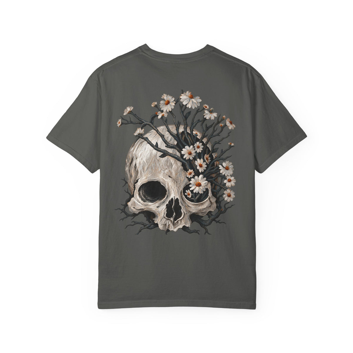 Skull & Blossoms T-Shirt — Floral Skull Graphic Tee