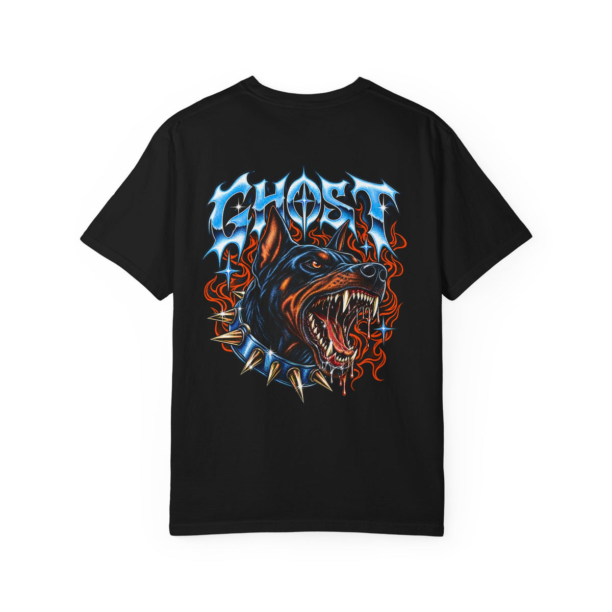 Ghost Graphic T‑Shirt — Fierce Doberman Flame Art Tee