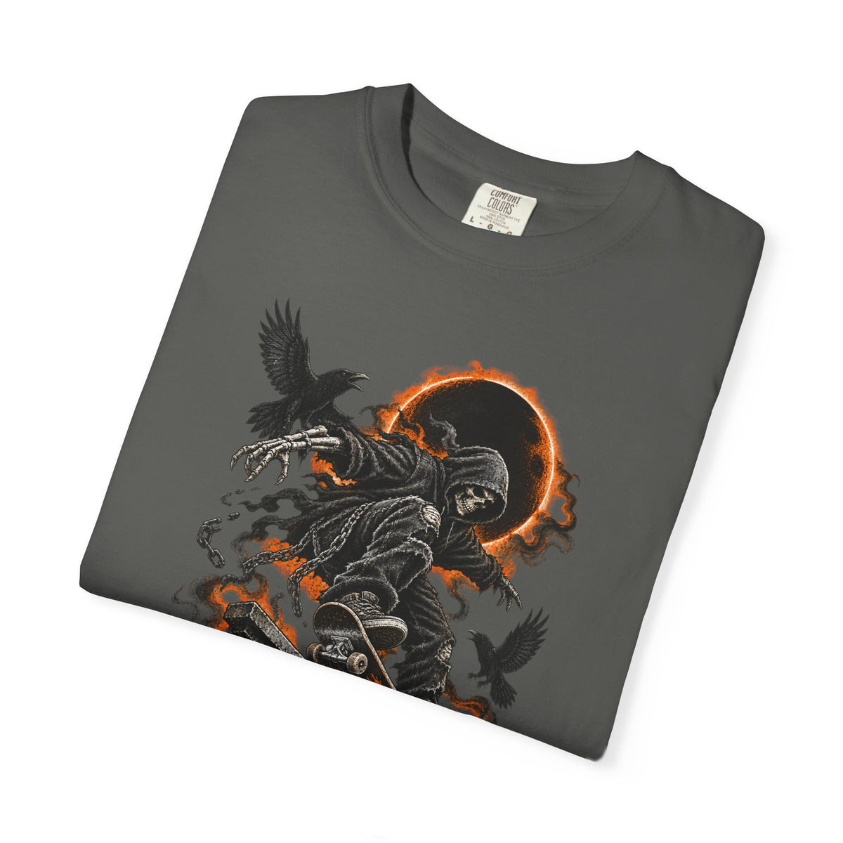 Halloween Grim Reaper Skateboard T-Shirt – Gothic Streetwear Tee