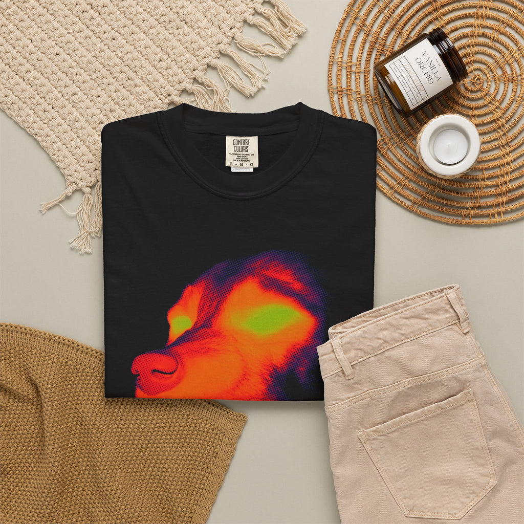 Thermal Wolf Graphic T-Shirt — Neon Heatwave Animal Skull Design